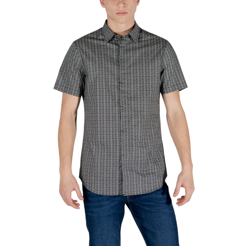 Armani Exchange Black Cotton Shortsleeve Shirt Armani Exchange