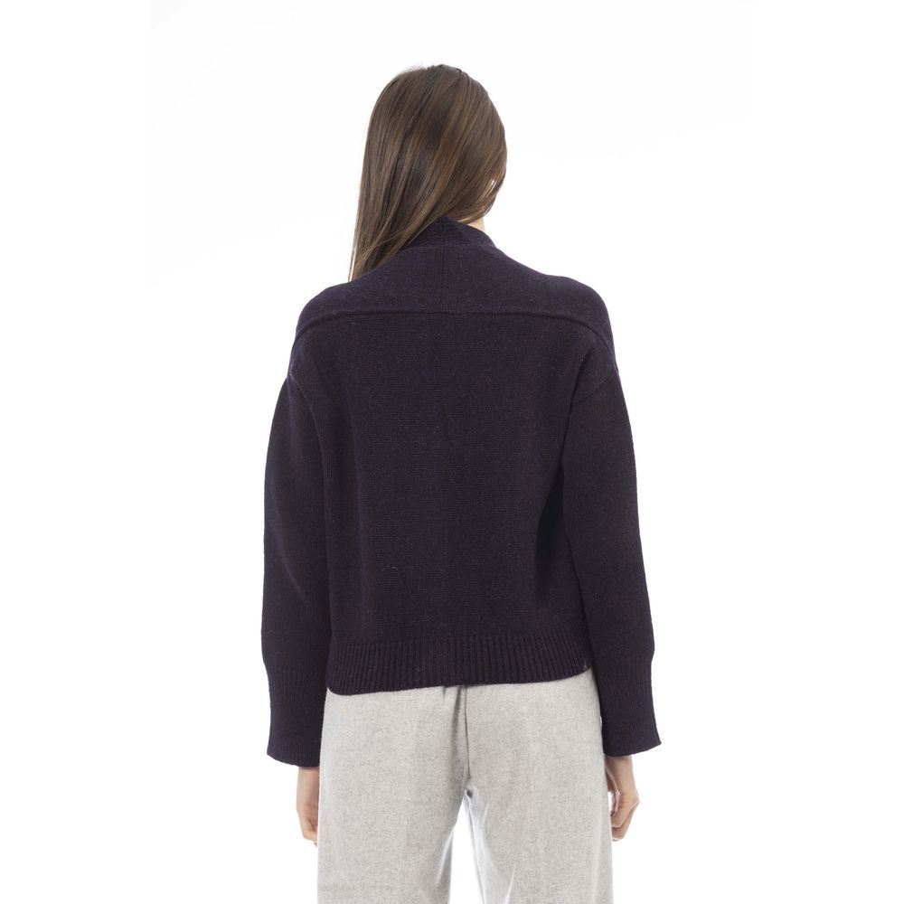 Alpha Studio Purple Merino Wool Women Cardigan Alpha Studio