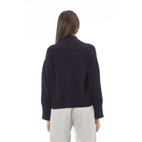 Alpha Studio Purple Merino Wool Women Cardigan Alpha Studio