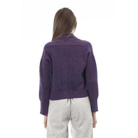 Alpha Studio Purple Merino Wool Women Cardigan Alpha Studio