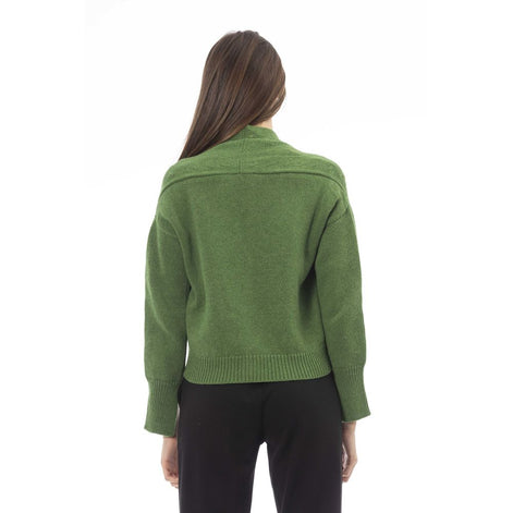 Alpha Studio Green Merino Wool Women Cardigan Alpha Studio