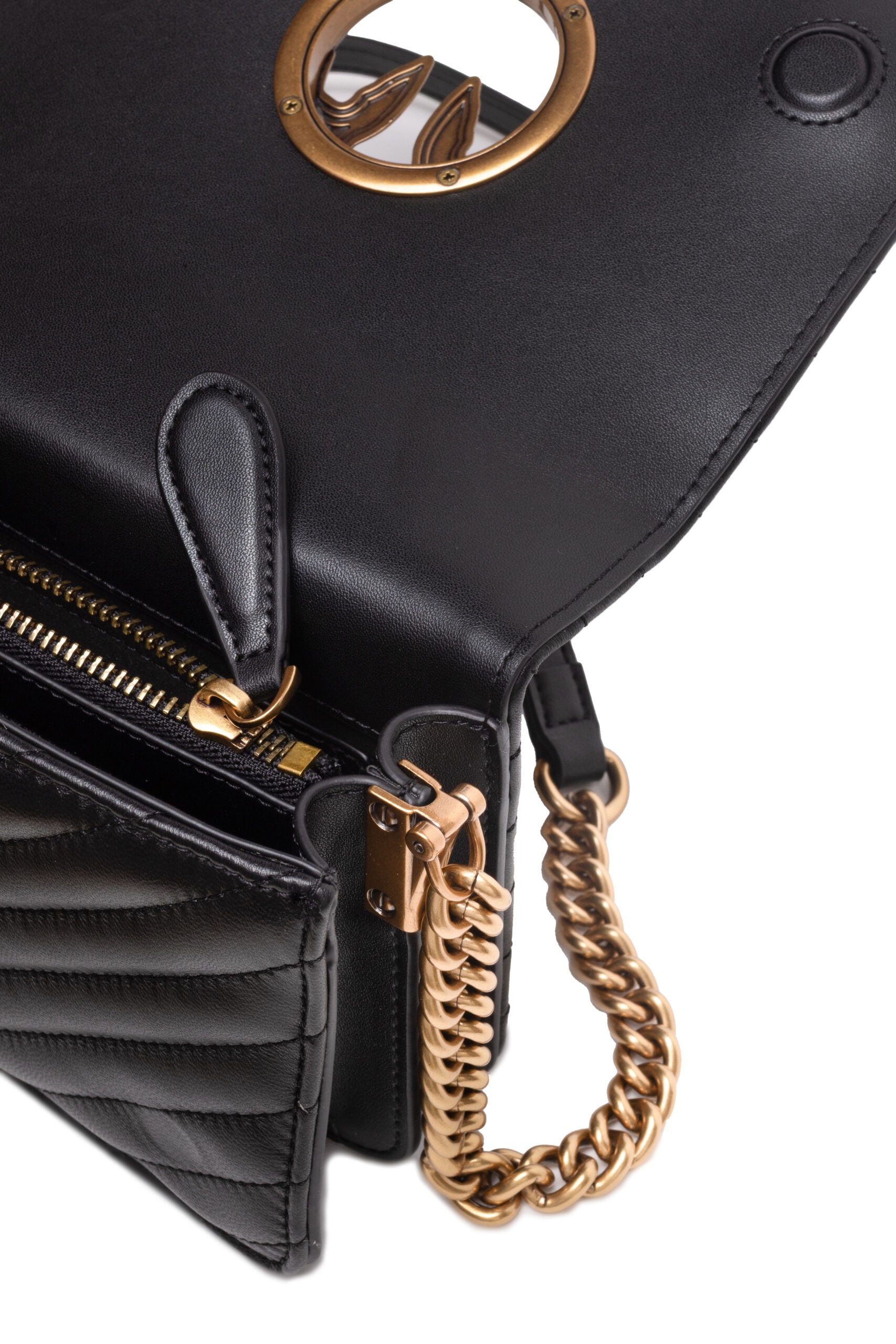 PINKO Black Leather Love Click Mini Shoulder Bag PINKO