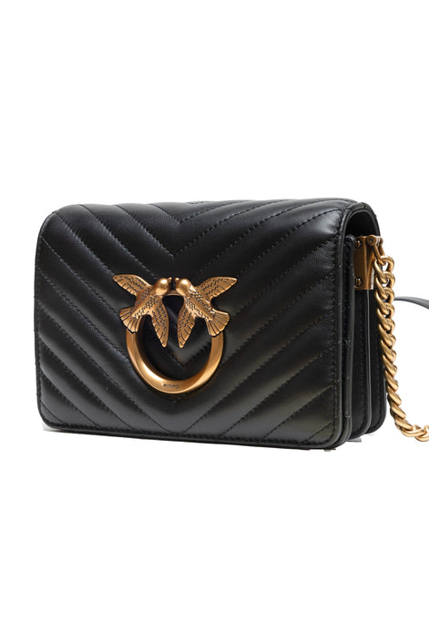 PINKO Black Leather Love Click Mini Shoulder Bag PINKO
