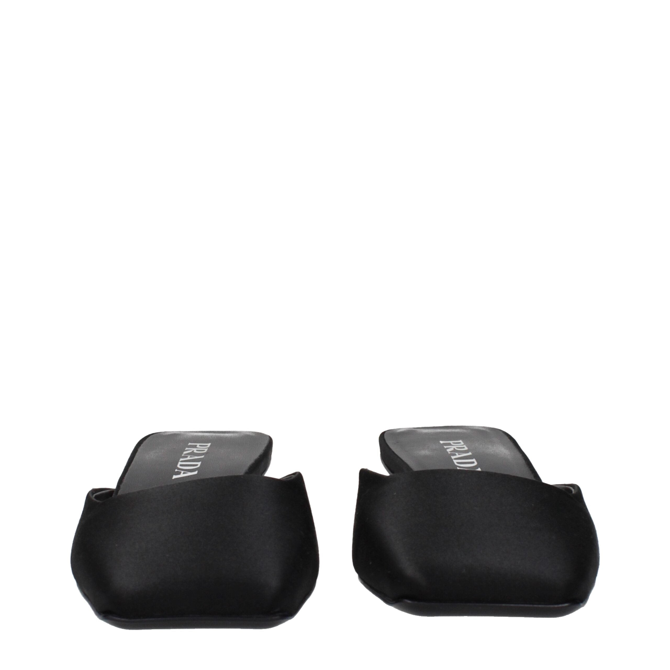 Prada Black Satin Flat Sandals Prada