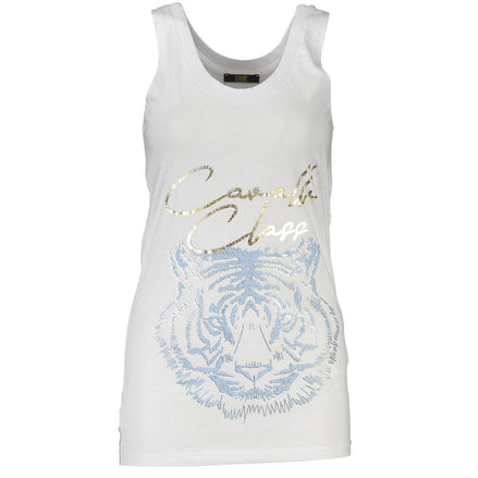 Cavalli Class Bianco Cotton Women Canotta Cavalli Class