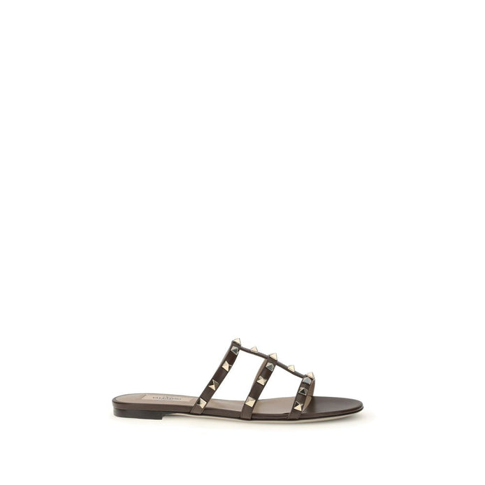 Valentino Garavani Brown Calf Leather Bos Taurus Sandals Valentino Garavani