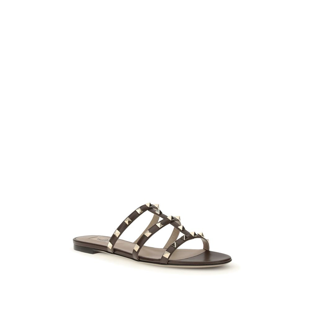Valentino Garavani Brown Calf Leather Bos Taurus Sandals Valentino Garavani