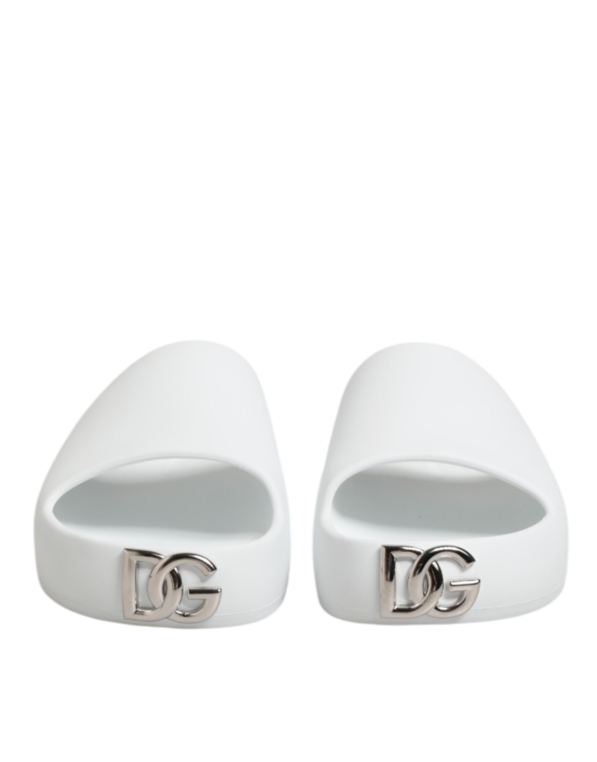 Dolce & Gabbana White Logo Slides Sandals Men Beachwear Shoes Dolce & Gabbana