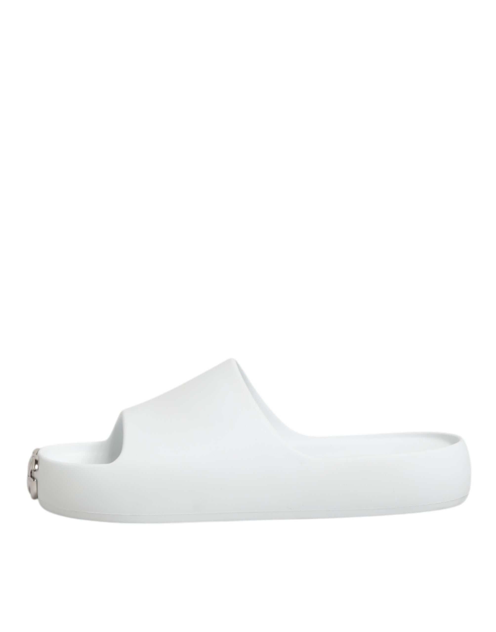 Dolce & Gabbana White Logo Slides Sandals Men Beachwear Shoes Dolce & Gabbana