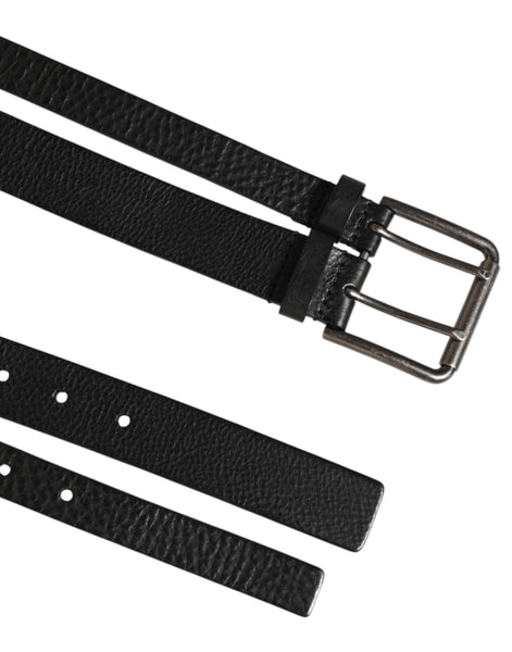 Dolce & Gabbana Black Double Strap Leather Silver Buckle Belt Dolce & Gabbana