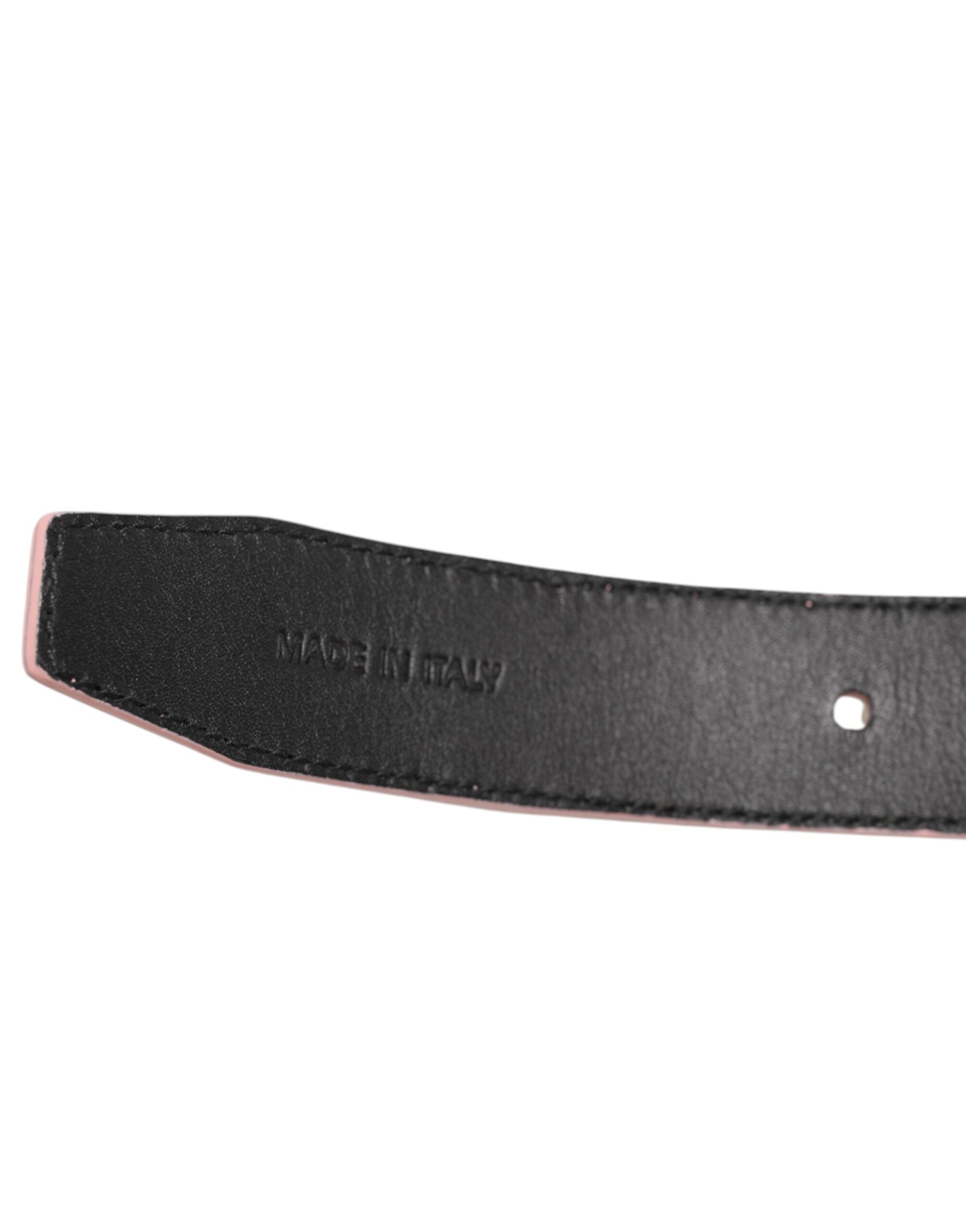 Dolce & Gabbana Pink Leather Perforated Detailing Buckle Belt Dolce & Gabbana