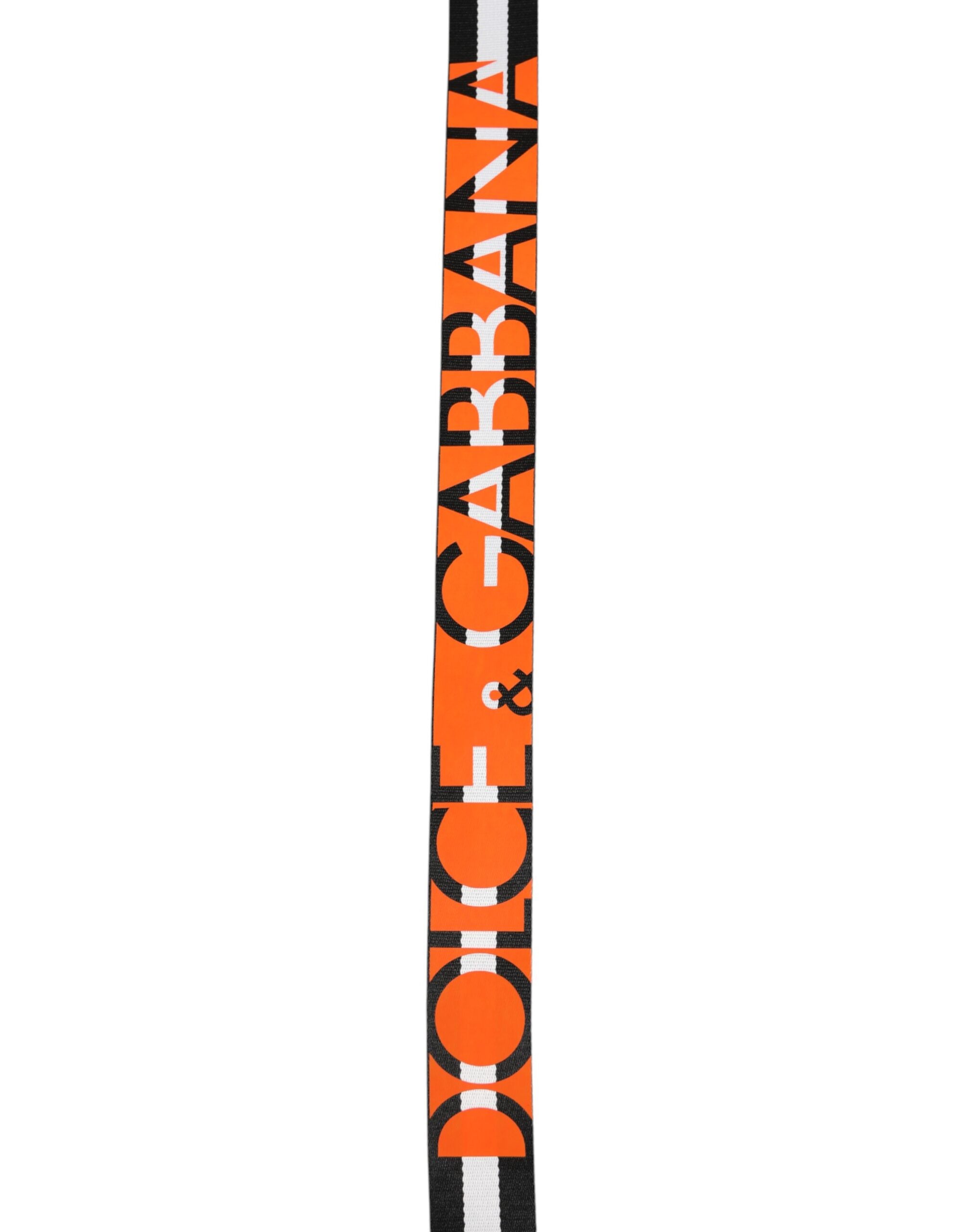 Dolce & Gabbana Black White Striped Logo Metal Buckle Belt Dolce & Gabbana