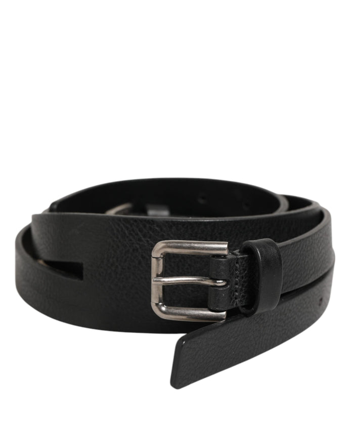 Dolce & Gabbana Black Double Strap Leather Gold Buckle Belt Dolce & Gabbana