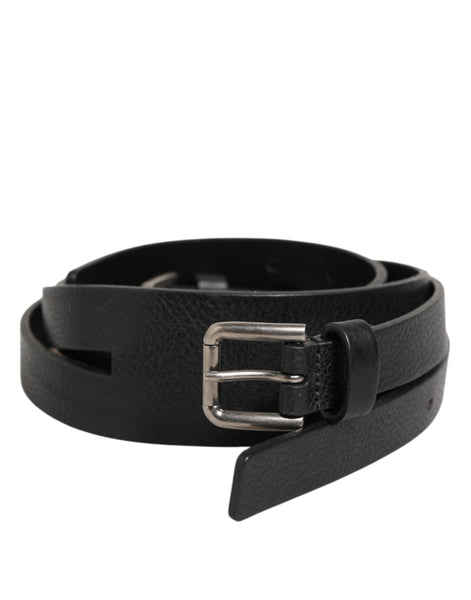 Dolce & Gabbana Black Double Strap Leather Gold Buckle Belt Dolce & Gabbana
