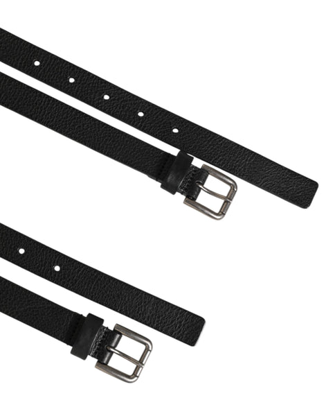 Dolce & Gabbana Black Double Strap Leather Gold Buckle Belt Dolce & Gabbana