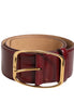 Dolce & Gabbana Burgundy Leather Gold Metal Buckle Women Belt Dolce & Gabbana