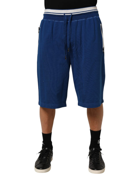 Dolce & Gabbana Blue Cotton Blend Bermuda Sweatpants Shorts Dolce & Gabbana
