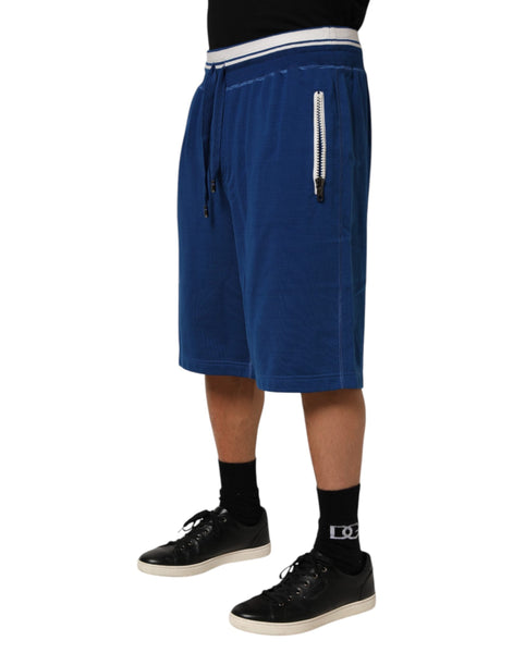 Dolce & Gabbana Blue Cotton Blend Bermuda Sweatpants Shorts Dolce & Gabbana