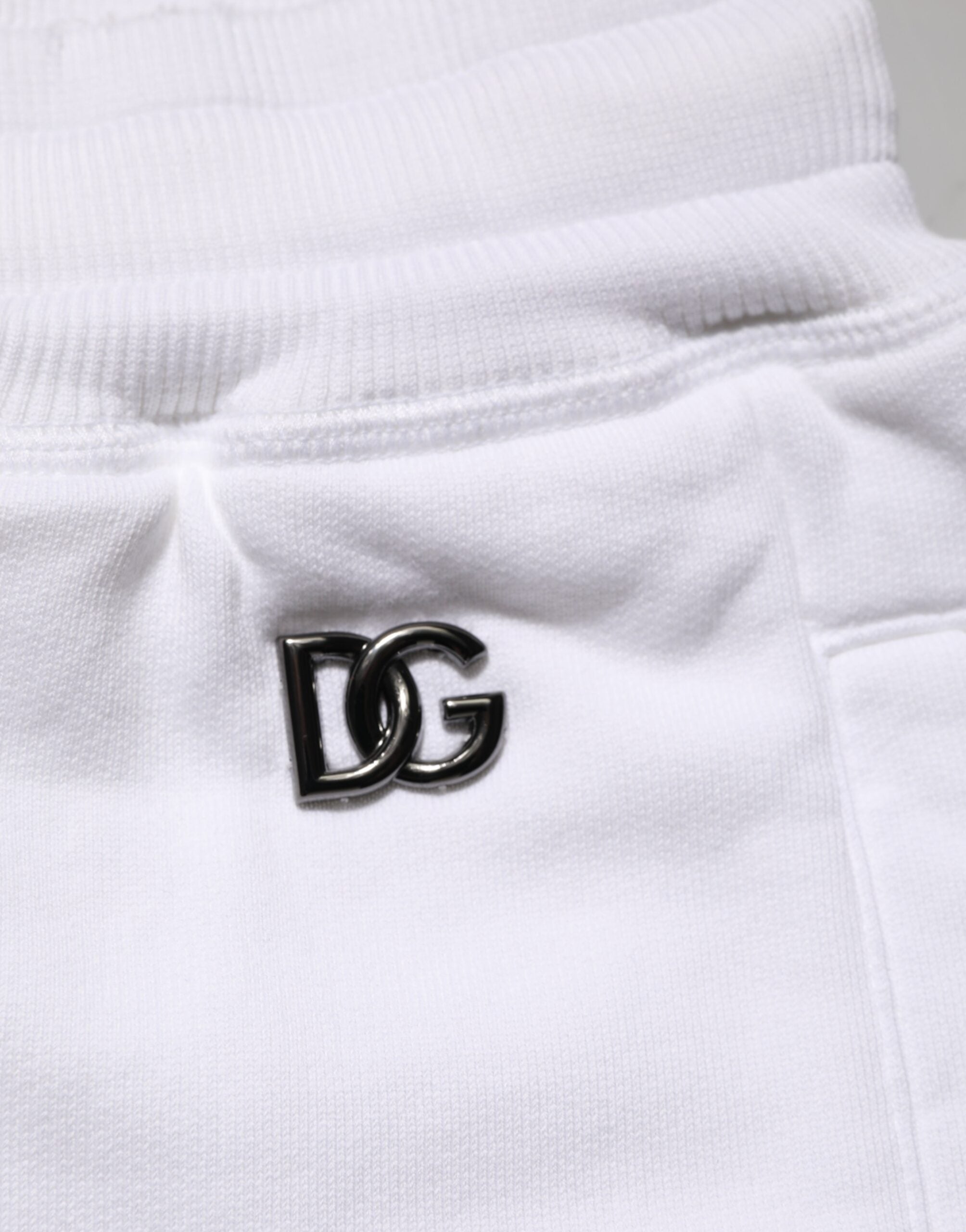 Dolce & Gabbana White Cotton Ripped Bermuda Sweatpants Shorts Dolce & Gabbana