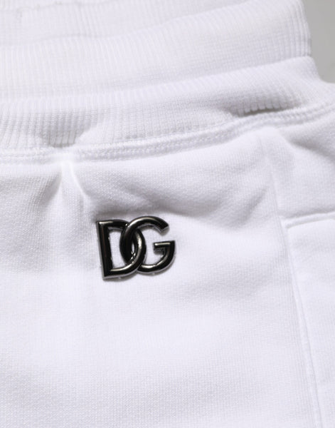 Dolce & Gabbana White Cotton Ripped Bermuda Sweatpants Shorts Dolce & Gabbana