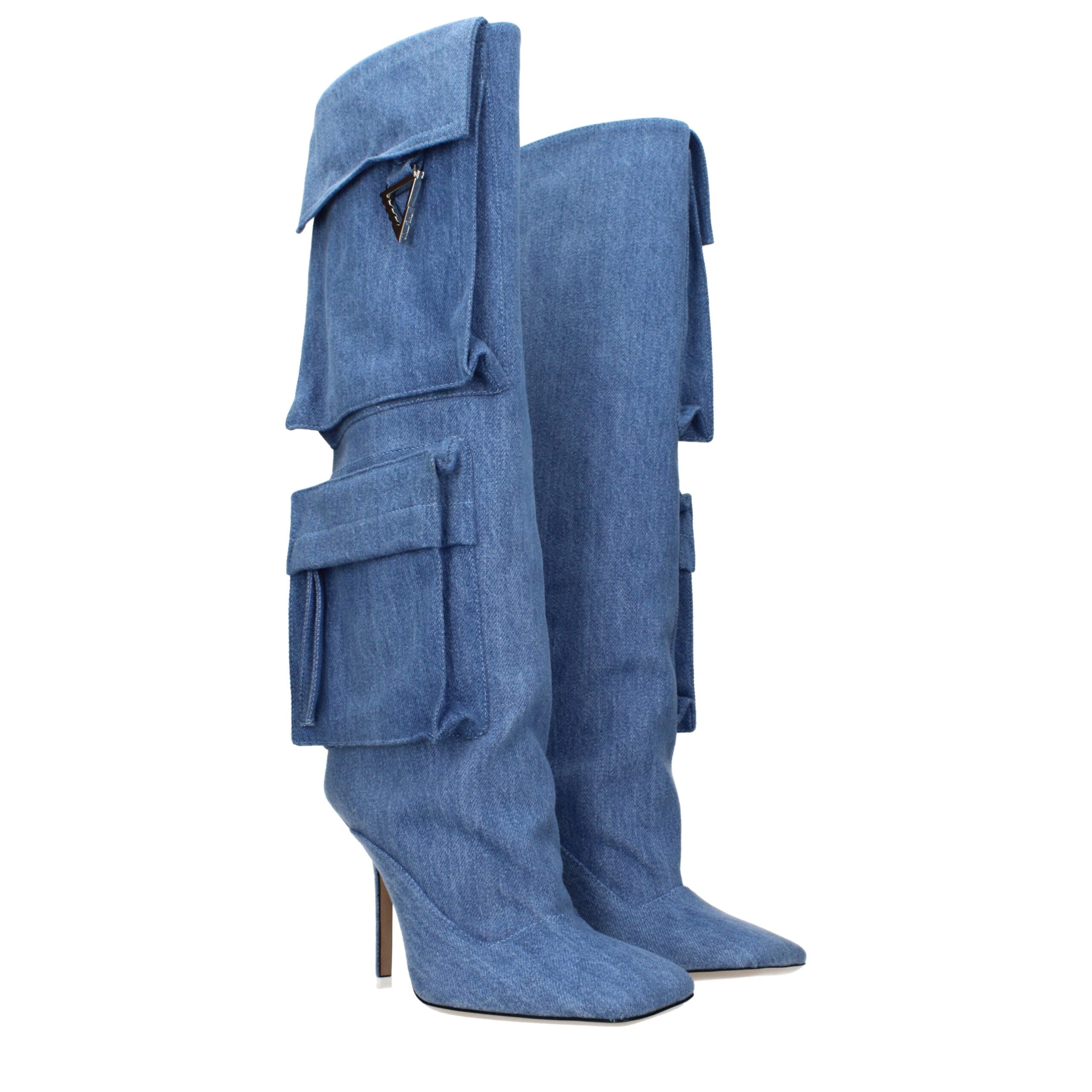 The Attico Light Blue Fabric Boots The Attico