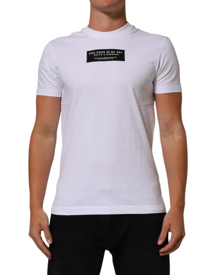 Dolce & Gabbana White Cotton Logo Print Crew Neck Men T-shirt Dolce & Gabbana