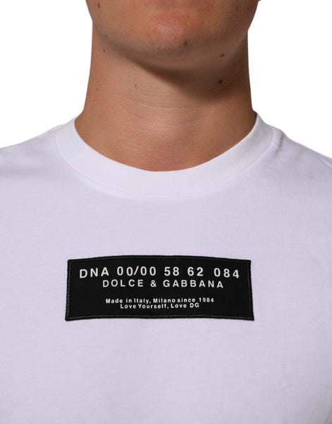 Dolce & Gabbana White Cotton Logo Print Crew Neck Men T-shirt Dolce & Gabbana