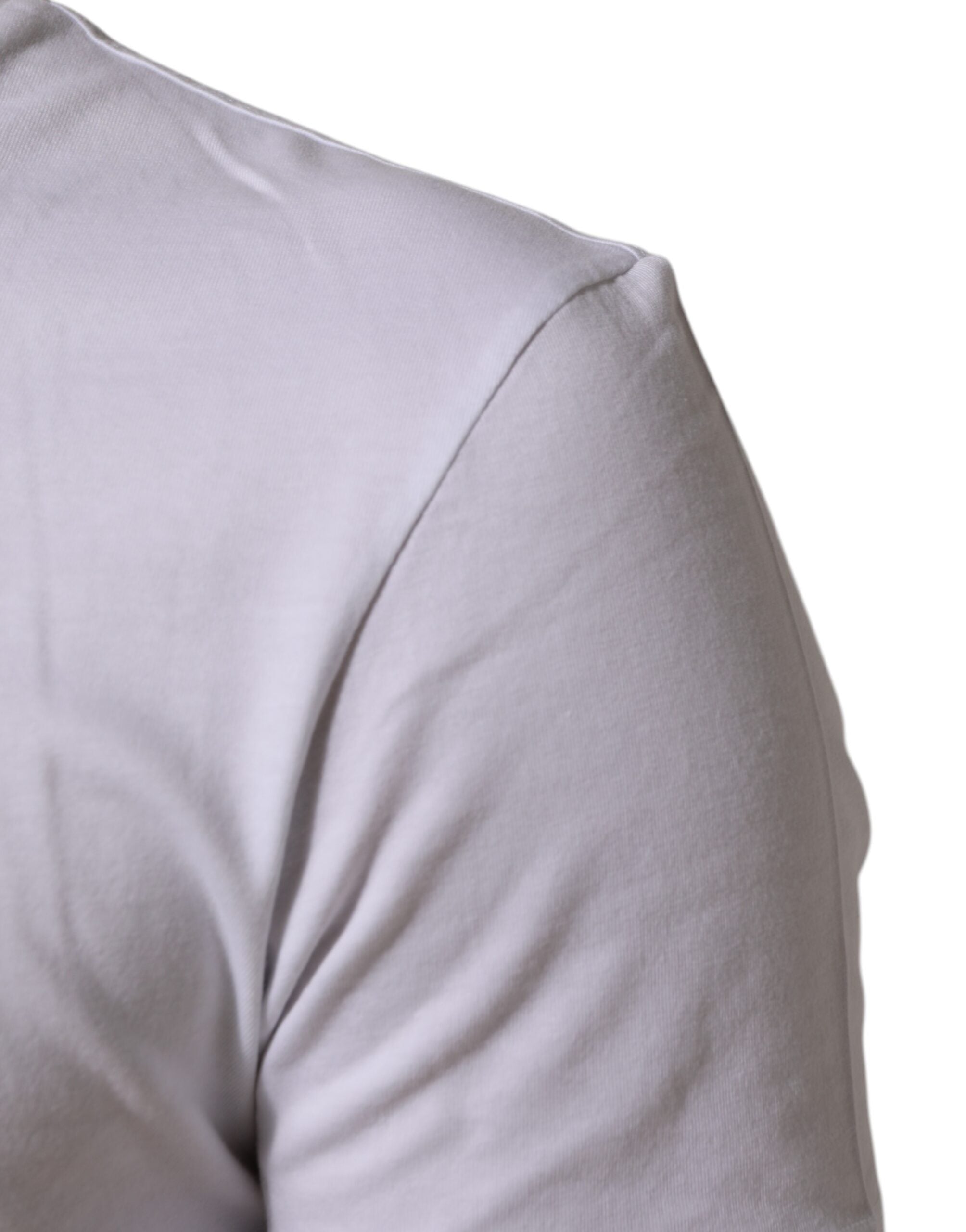 Dolce & Gabbana White Cotton Logo Print Crew Neck Men T-shirt Dolce & Gabbana