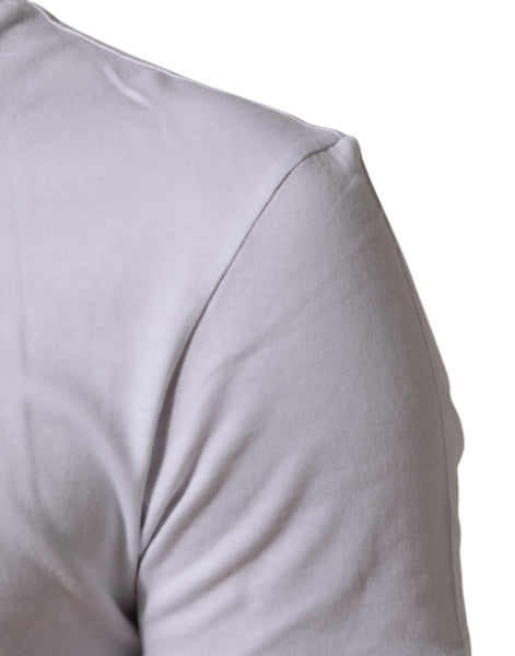 Dolce & Gabbana White Cotton Logo Print Crew Neck Men T-shirt Dolce & Gabbana