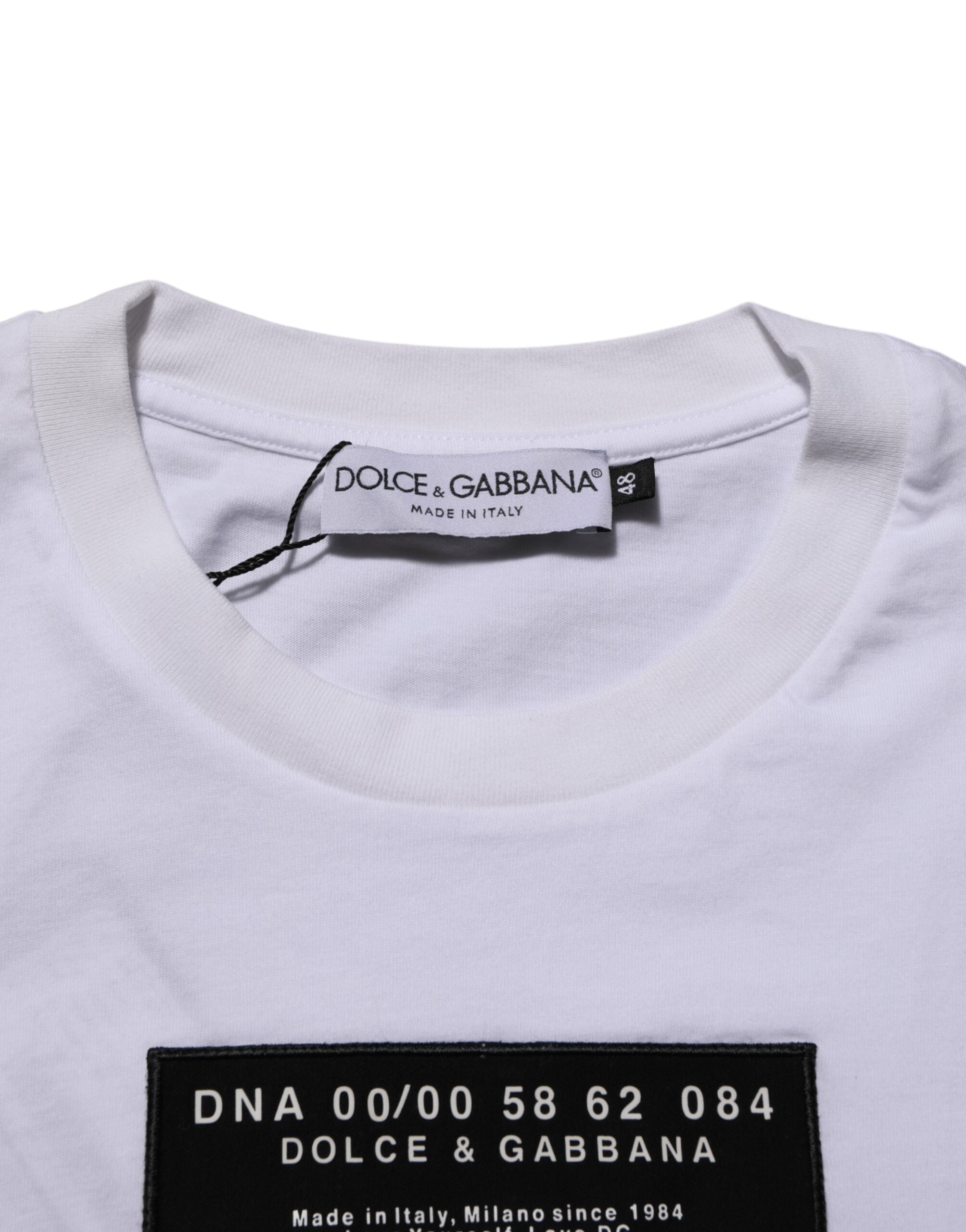 Dolce & Gabbana White Cotton Logo Print Crew Neck Men T-shirt Dolce & Gabbana