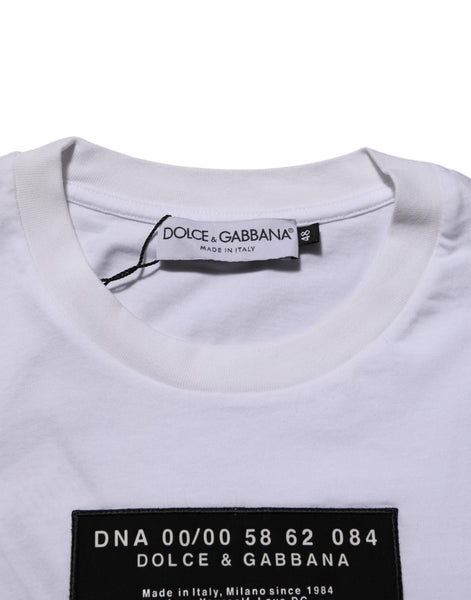 Dolce & Gabbana White Cotton Logo Print Crew Neck Men T-shirt Dolce & Gabbana