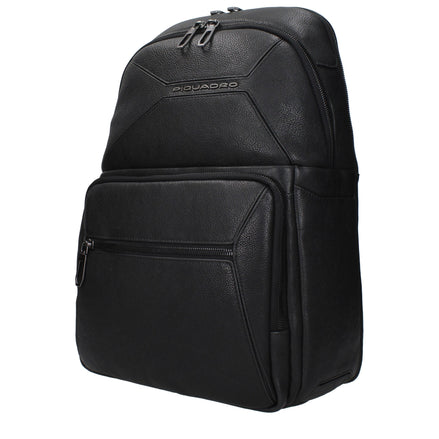 Piquadro Black Leather Backpack Piquadro