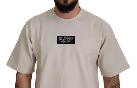 Dolce & Gabbana Ivory Cotton Ivory Printed Crewneck Dolce & Gabbana