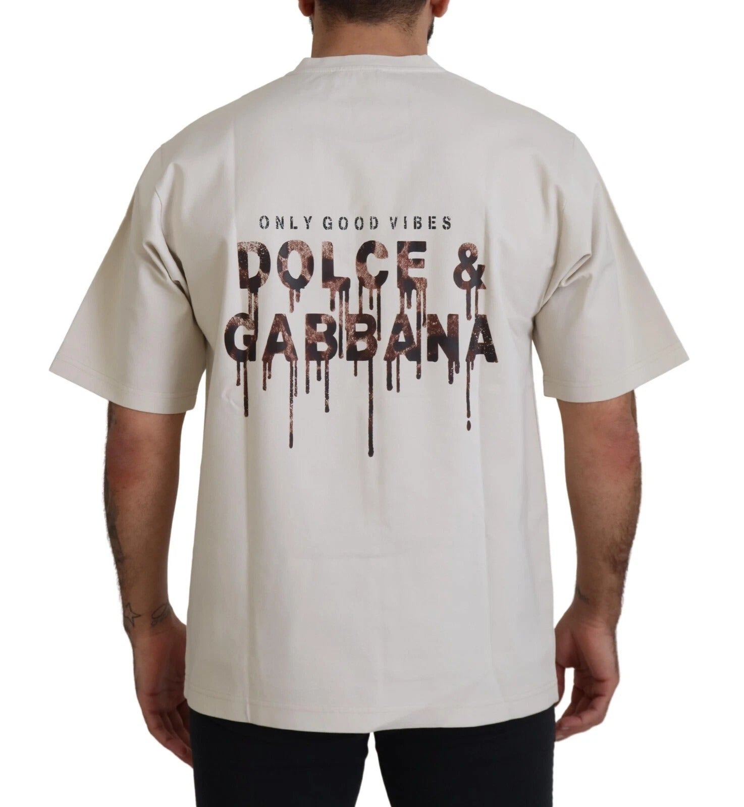 Dolce & Gabbana Ivory Cotton Ivory Printed Crewneck Dolce & Gabbana