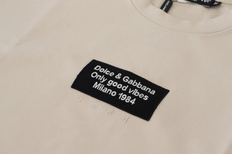 Dolce & Gabbana Ivory Cotton Ivory Printed Crewneck Dolce & Gabbana