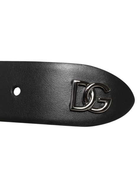 Dolce & Gabbana Black Calf Leather Studded Silver Buckle Belt Dolce & Gabbana