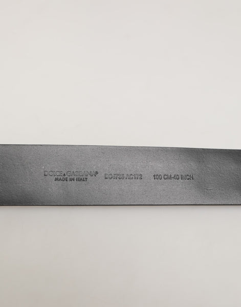 Dolce & Gabbana Black Calf Leather Studded Silver Buckle Belt Dolce & Gabbana