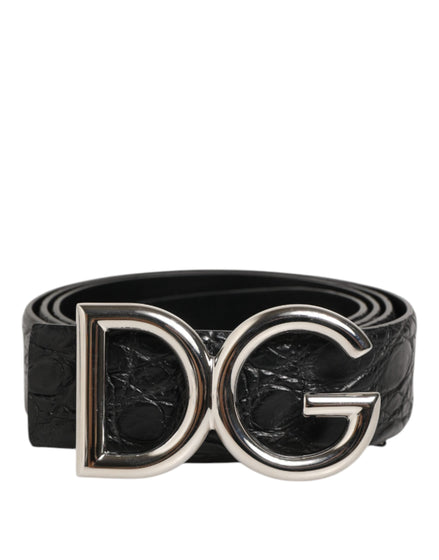 Dolce & Gabbana Black Exotic Leather DG Logo Buckle Belt Dolce & Gabbana