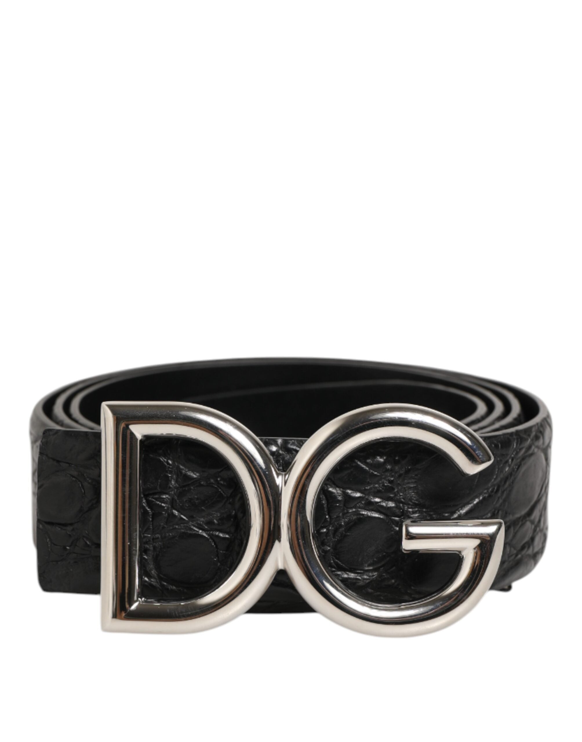 Dolce & Gabbana Black Exotic Leather DG Logo Buckle Belt Dolce & Gabbana