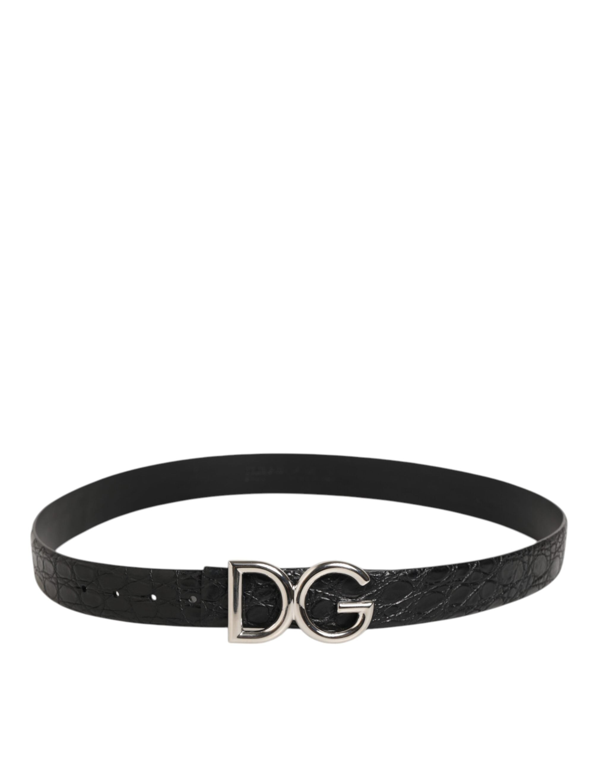 Dolce & Gabbana Black Exotic Leather DG Logo Buckle Belt Dolce & Gabbana