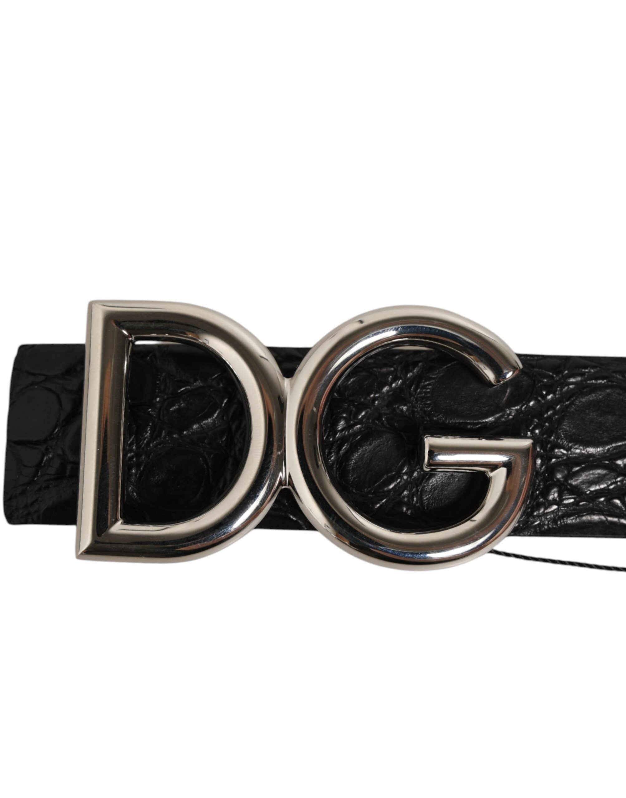 Dolce & Gabbana Black Exotic Leather DG Logo Buckle Belt Dolce & Gabbana