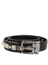 Dolce & Gabbana Black Leather Studded Silver-Tone Buckle Belt Dolce & Gabbana