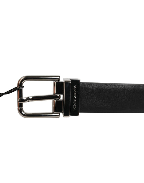 Dolce & Gabbana Black Leather Studded Silver-Tone Buckle Belt Dolce & Gabbana