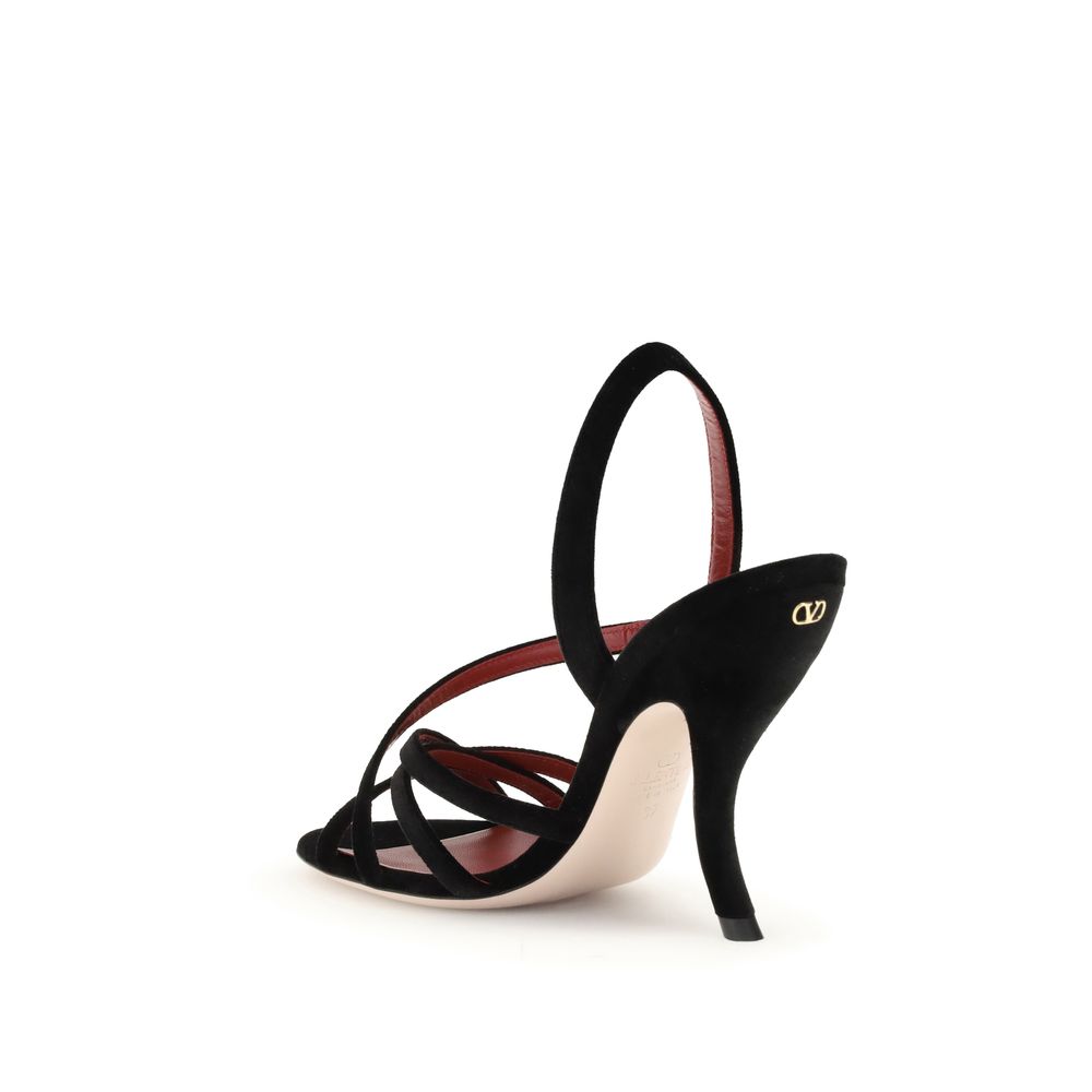 Valentino Garavani Black Velvet Stiletto Heel Sandals Valentino Garavani
