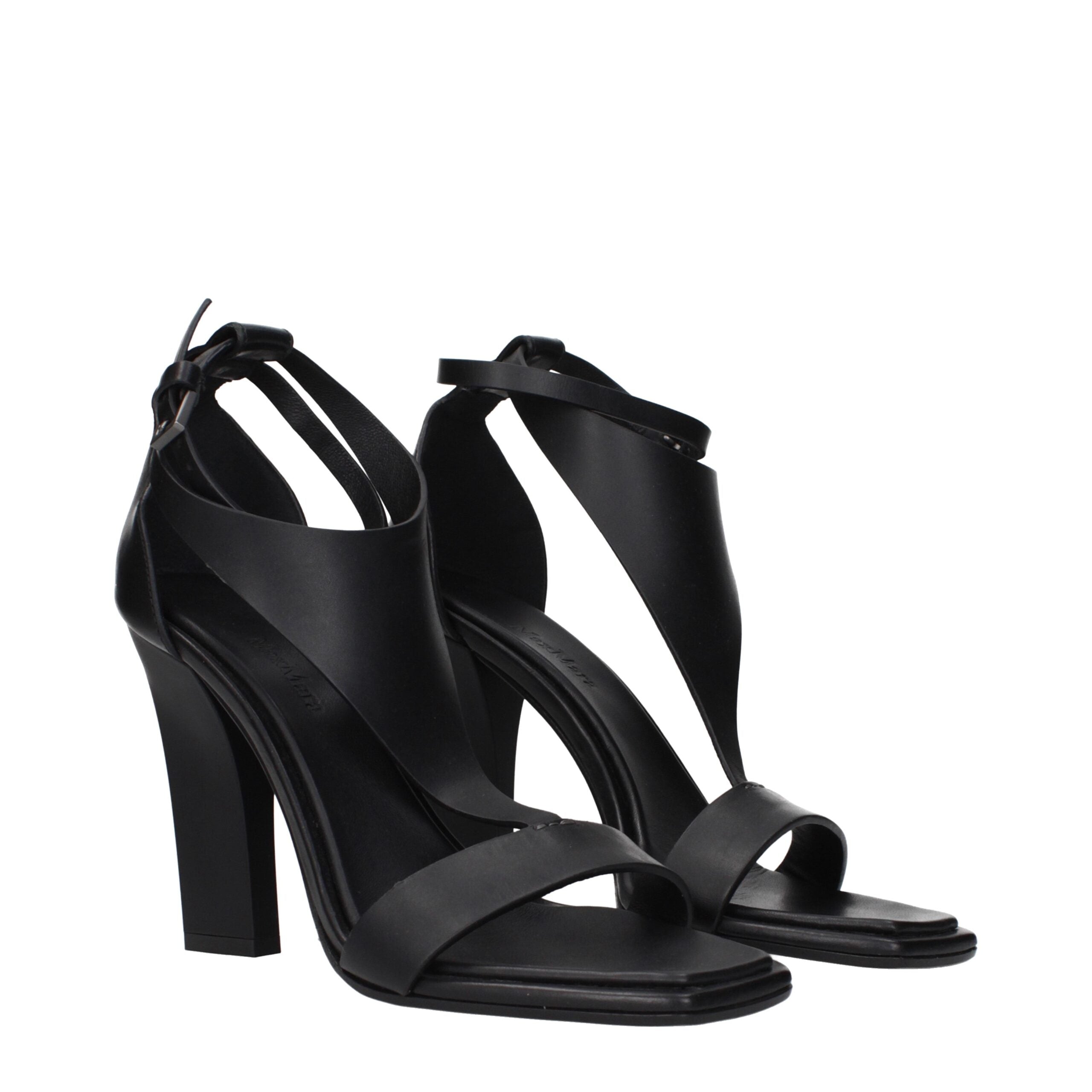 Max Mara Black Leather Stiletto Heel Sandals Max Mara