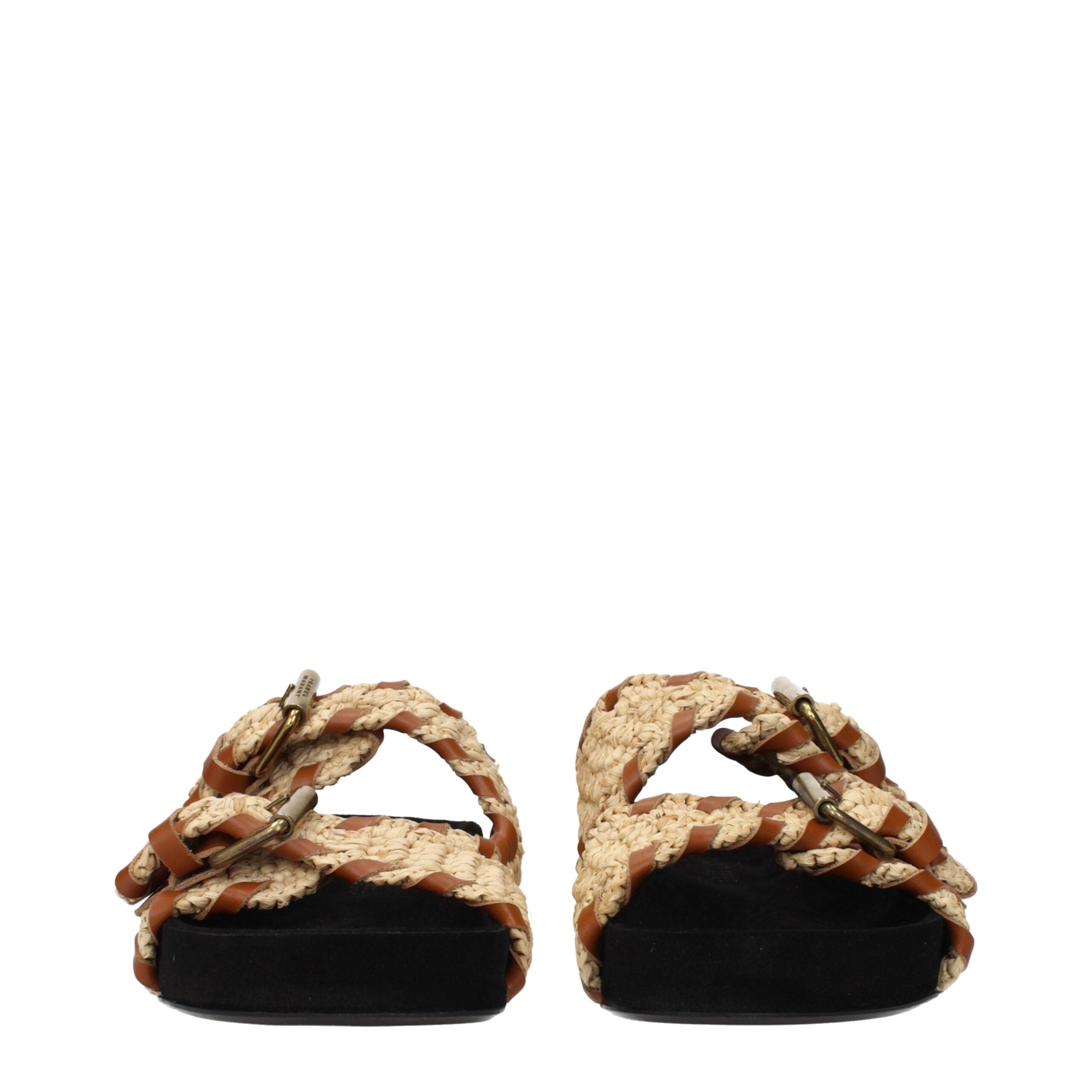 Isabel Marant Beige Raffia Slippers Isabel Marant