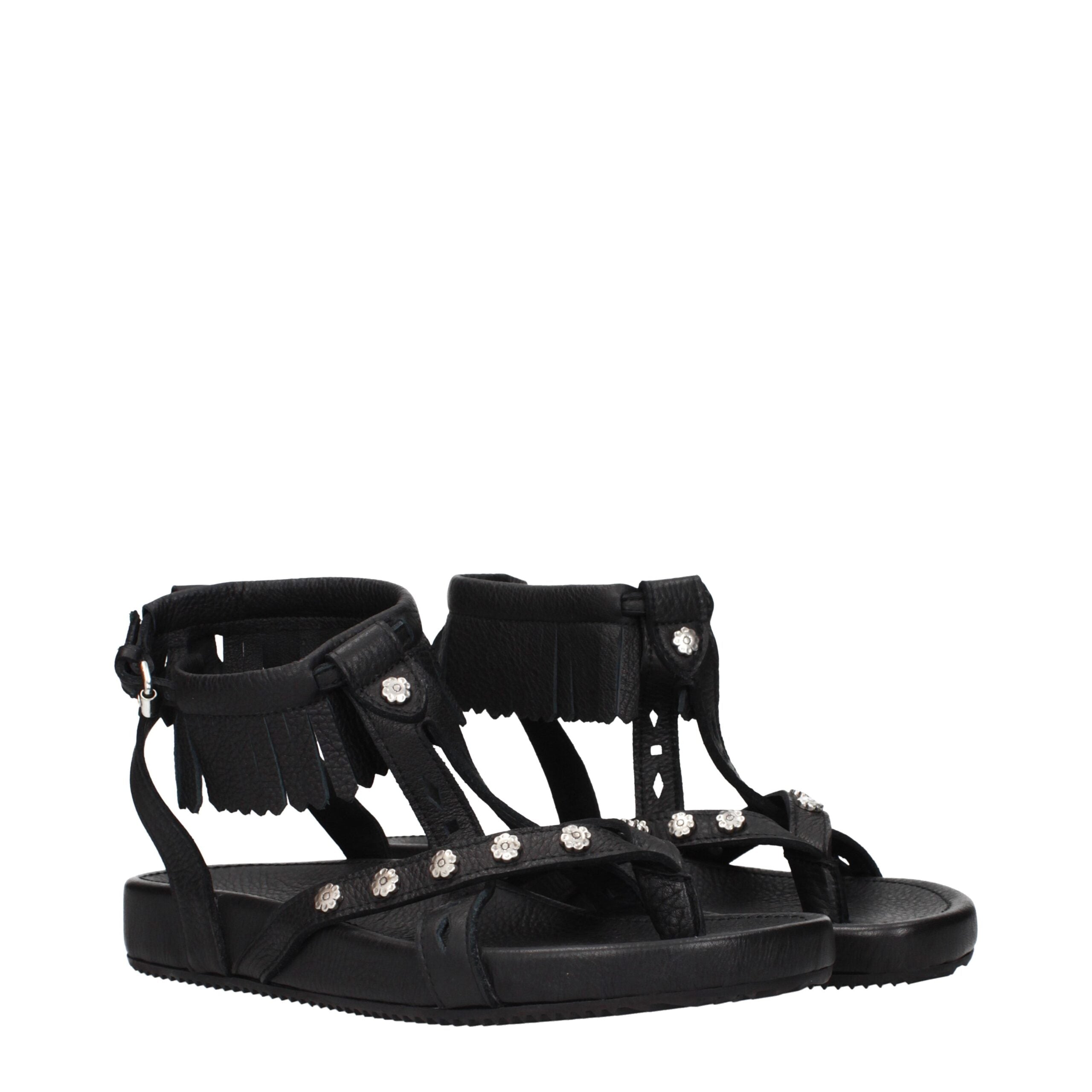 Isabel Marant Black Leather Flat Sandals Isabel Marant