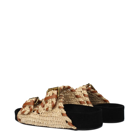 Isabel Marant Beige Raffia Slippers Isabel Marant