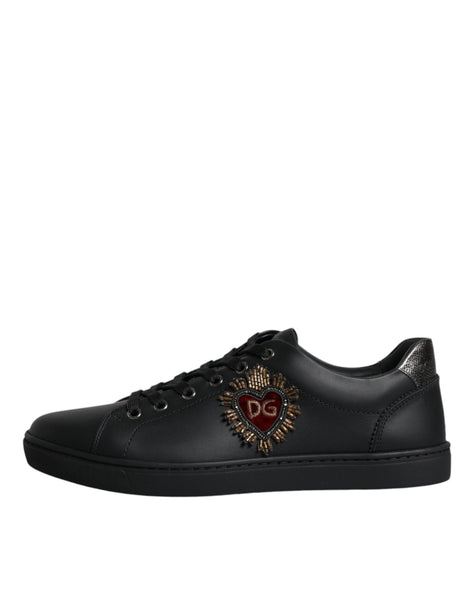 Dolce & Gabbana Black London Sacred Heart Men Sneakers Shoes Dolce & Gabbana