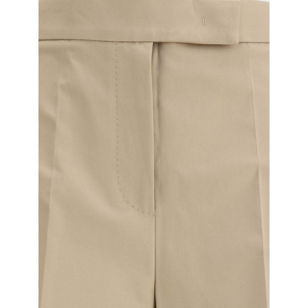 Max Mara Beige Cotton Casual Pants Max Mara